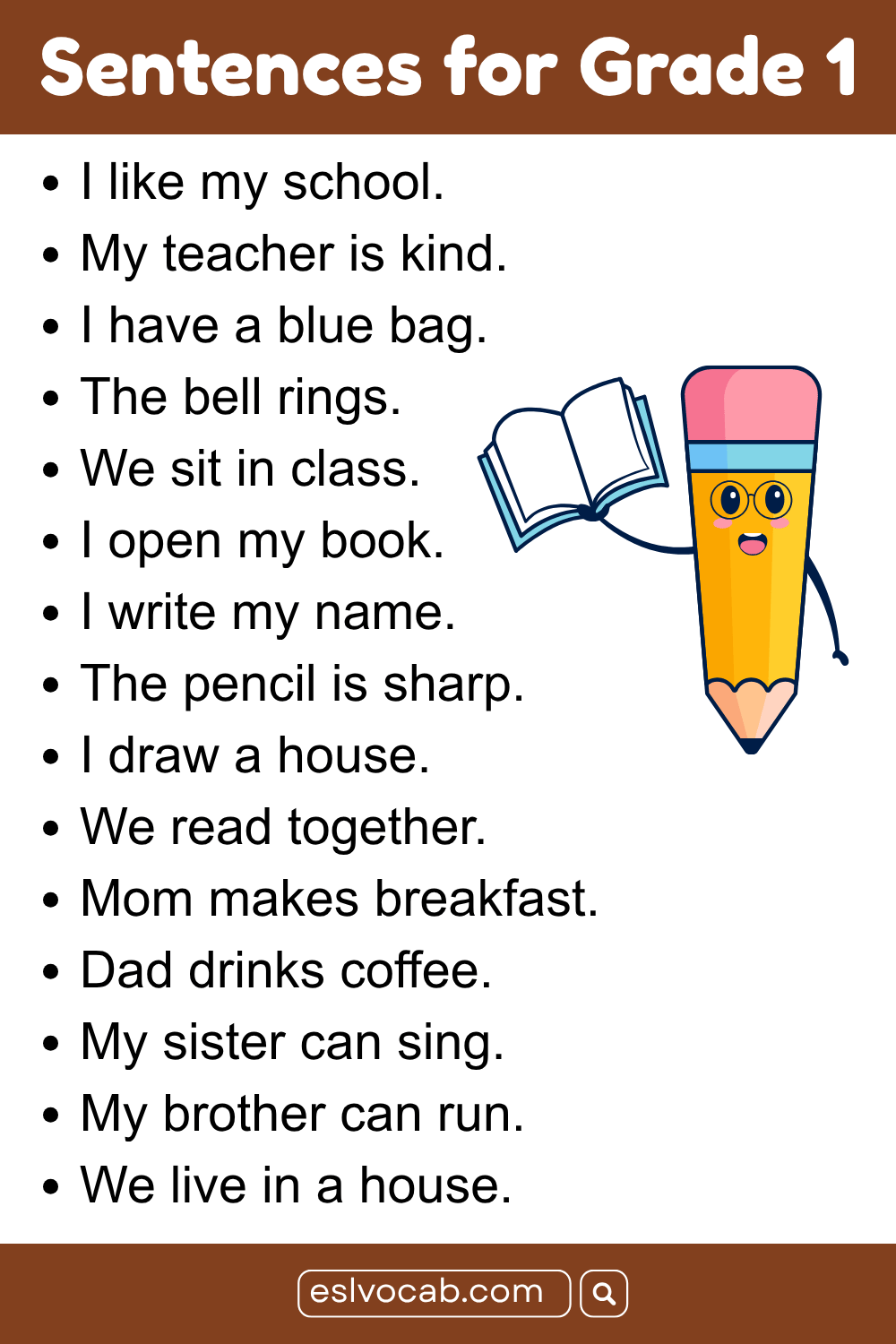 100 Sentences for 1st Grader Easy to Read