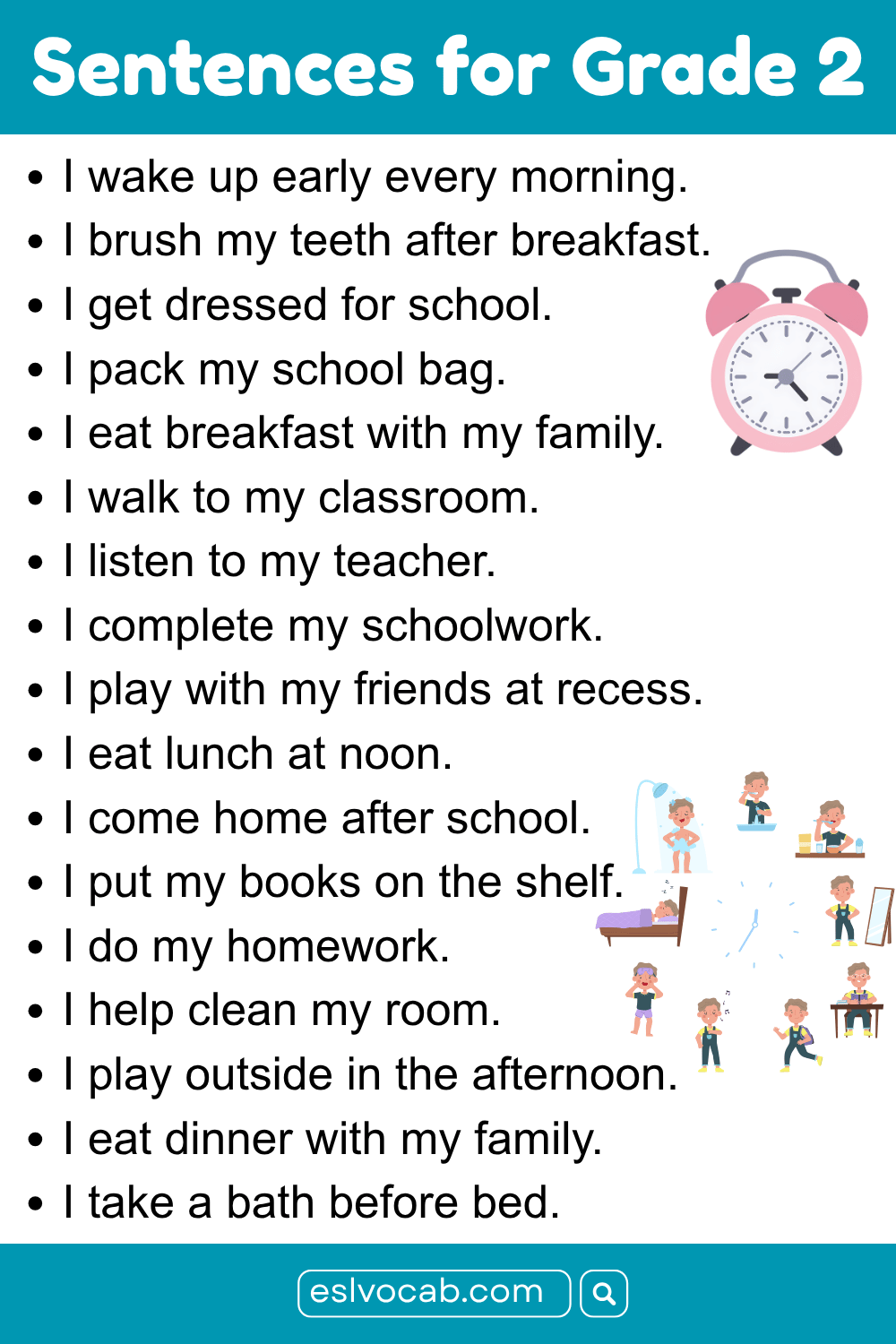 2nd Graders Sentences About Daily Life