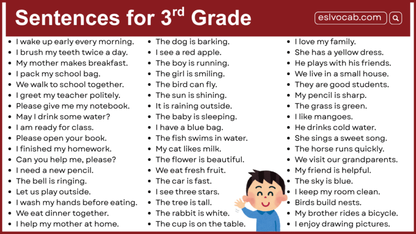 3rd Grade Sentences: 400+ Easy English Sentences for Kids