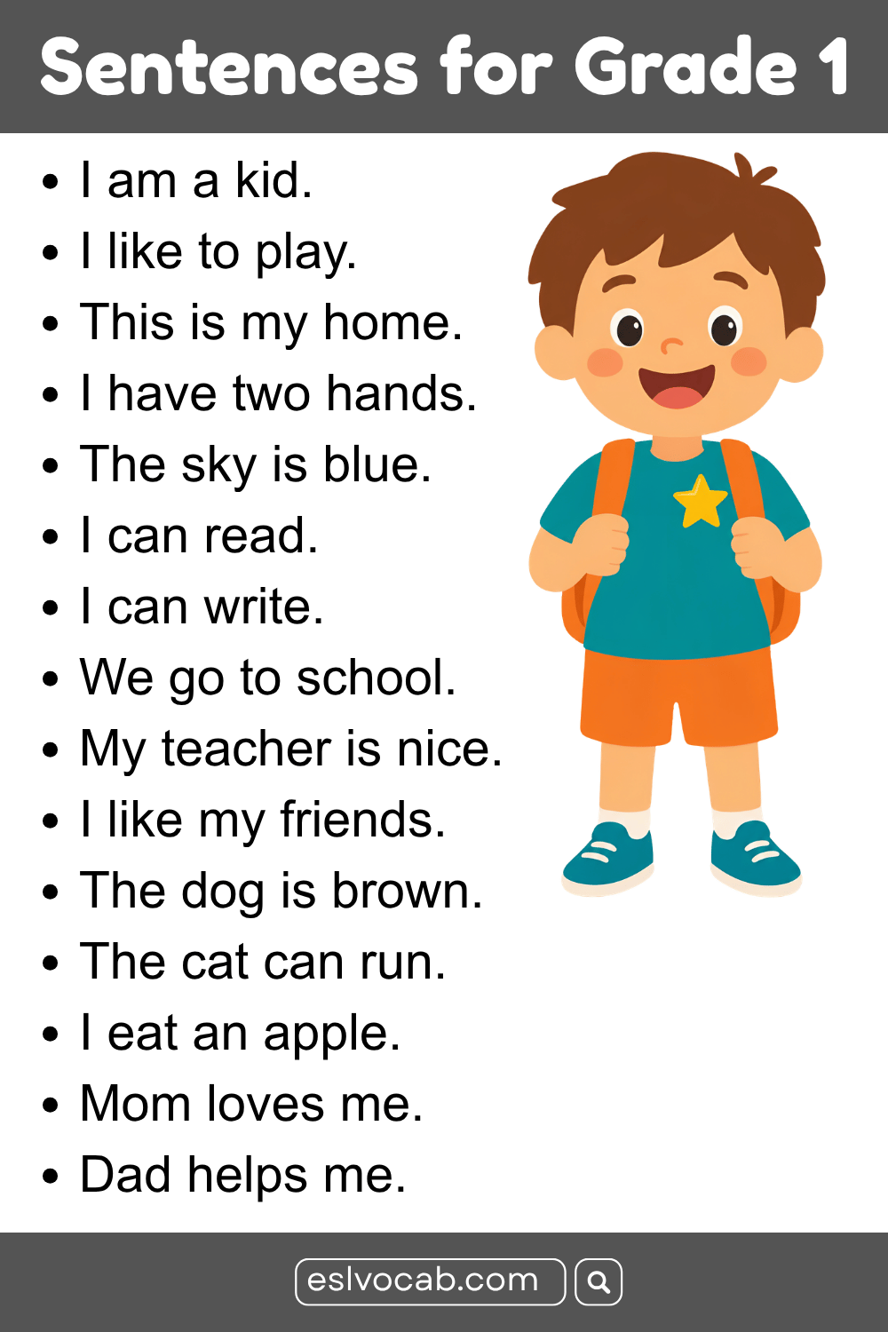 Easy Sentences for First Graders Every Student Should Know