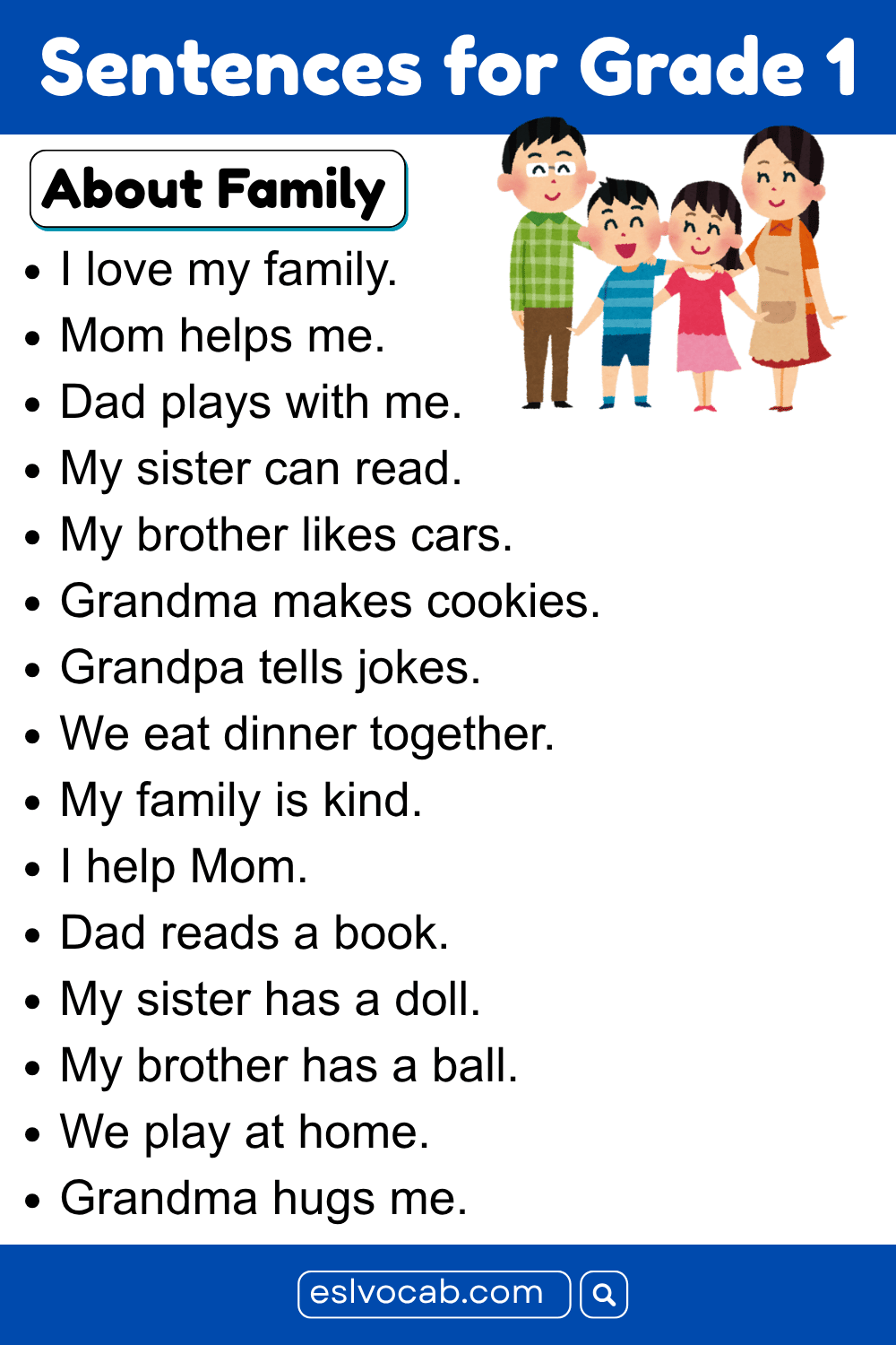 English Sentences About Family for Kids