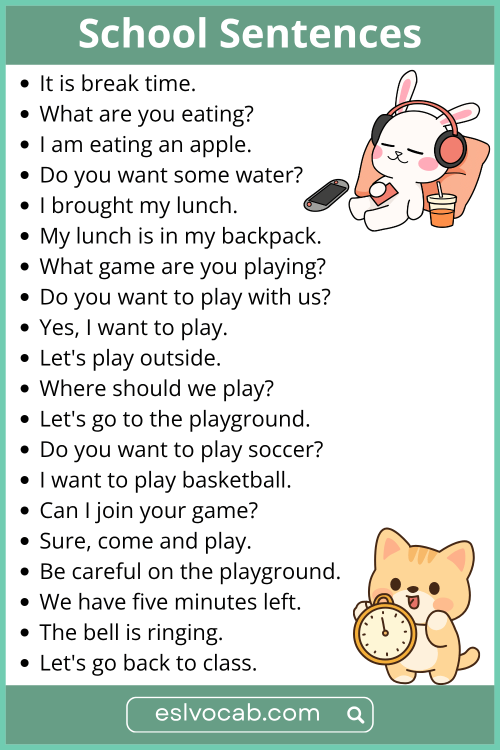 English Sentences for Break Time