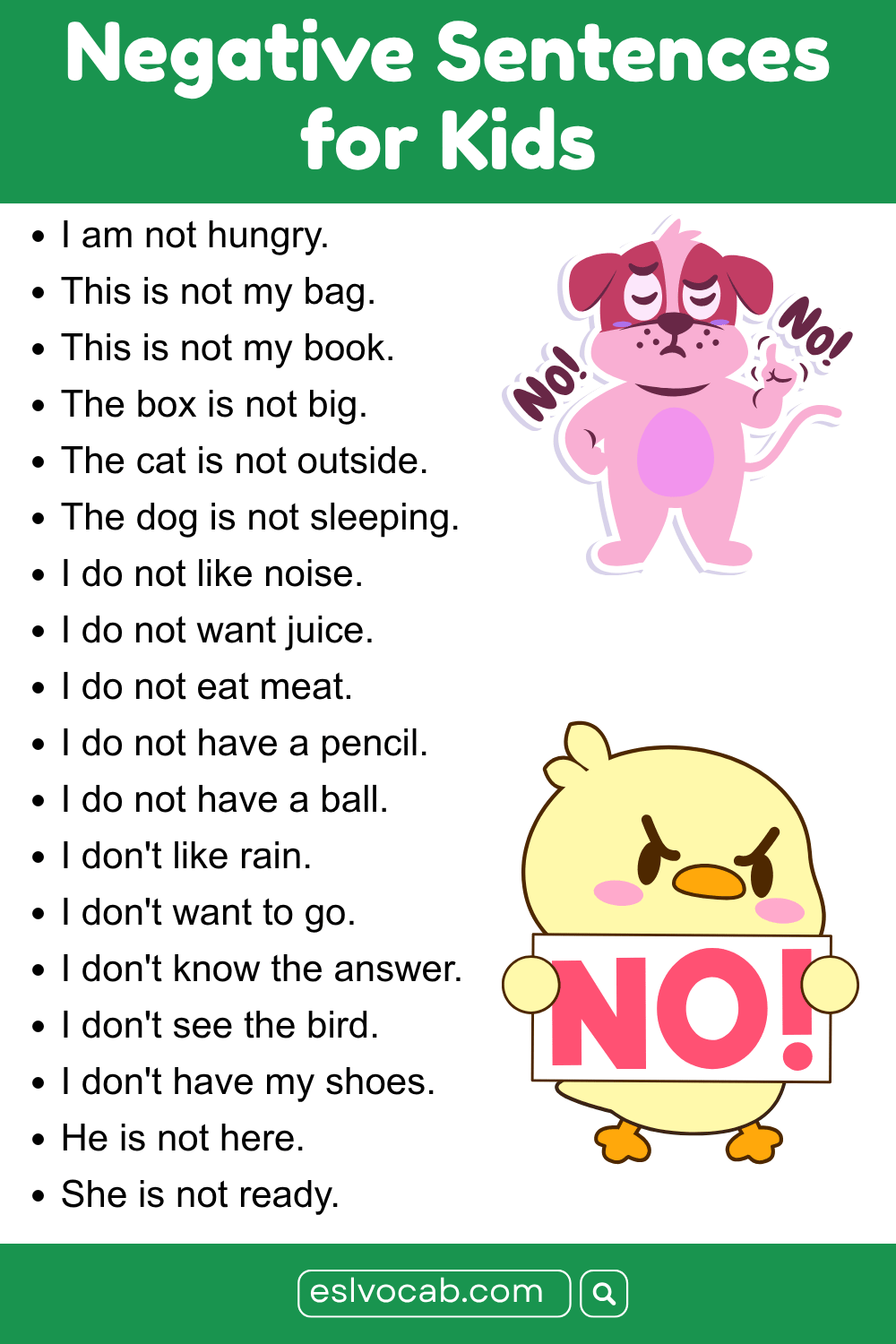 Negative English Sentence for Children
