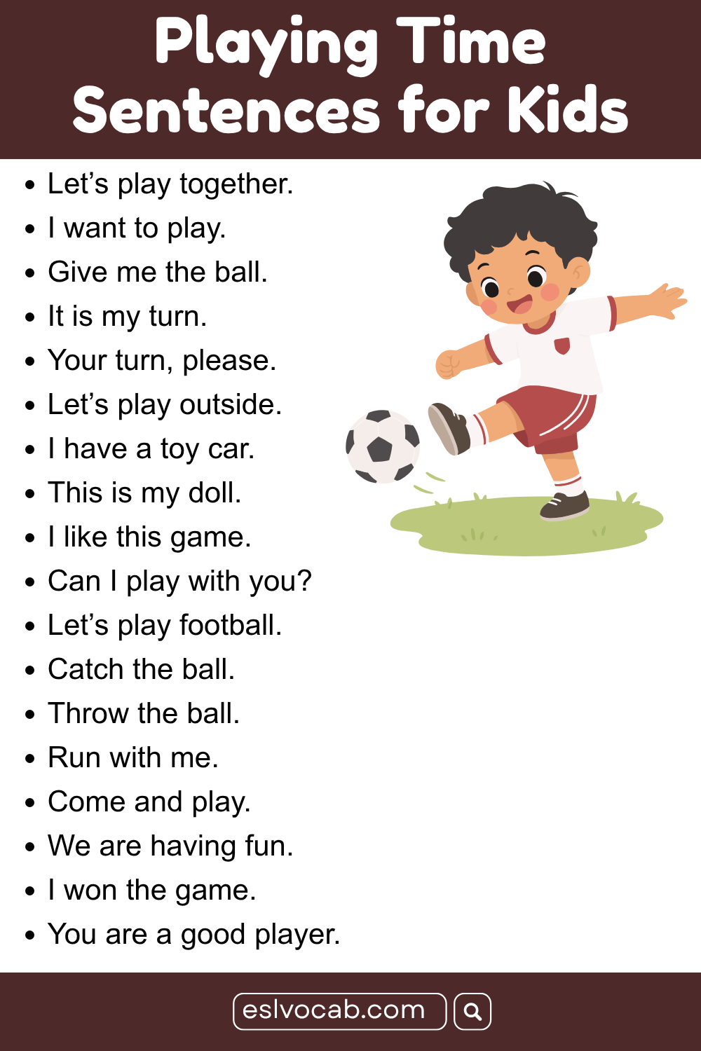 Playing Time English Sentences for Kids