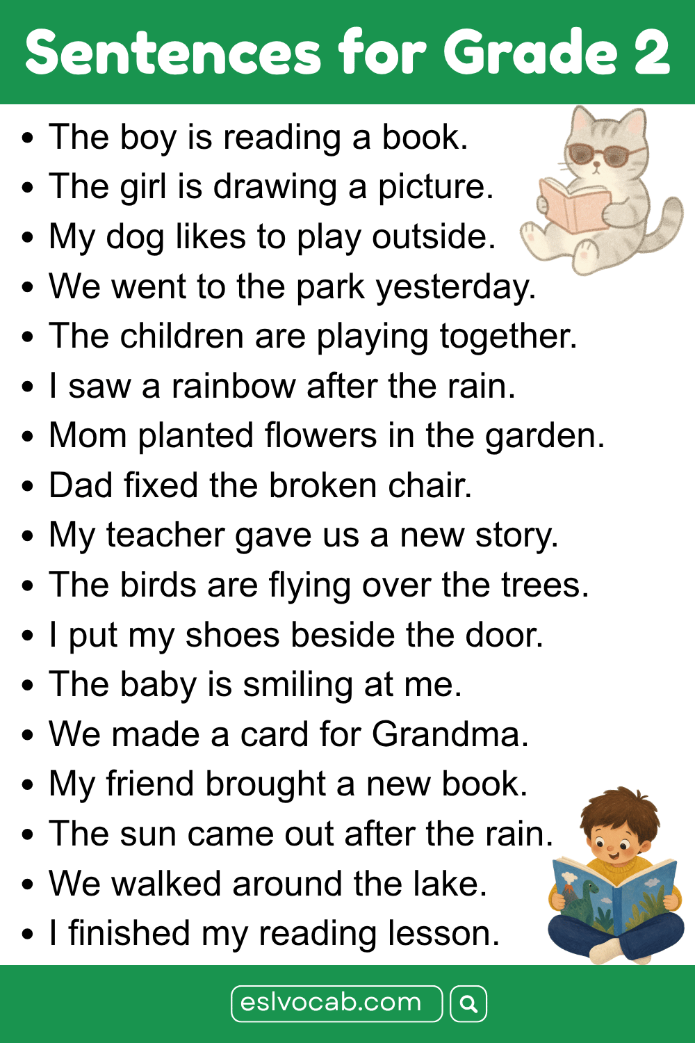 Reading Practice Sentences for Grade 2