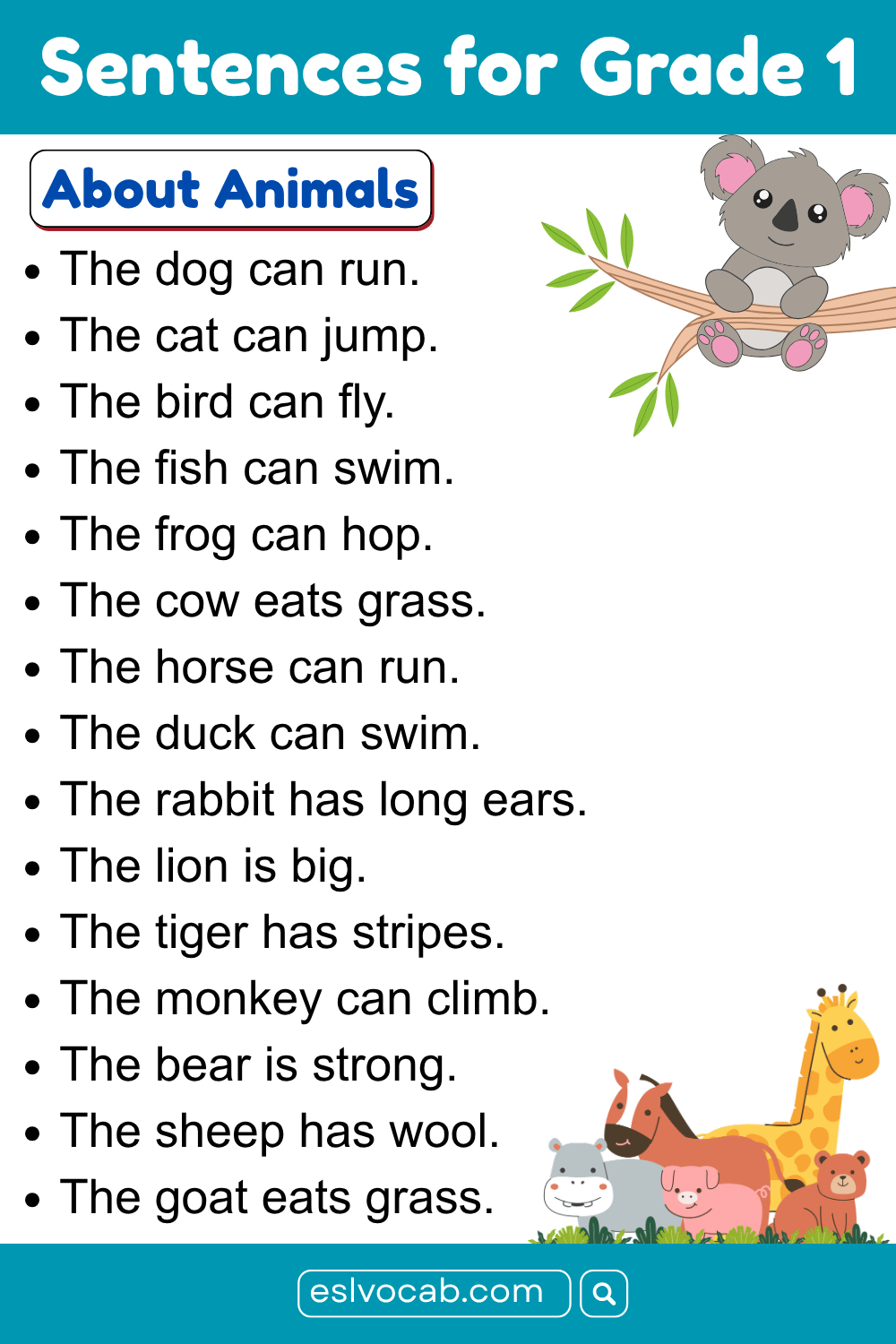 Sentences About Animals for Toddlers