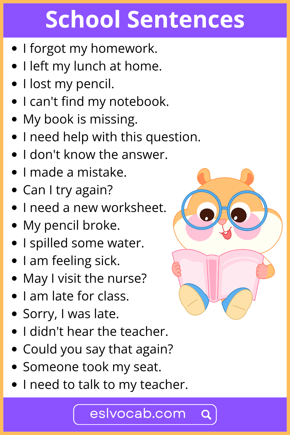 Sentences for Common School Situations