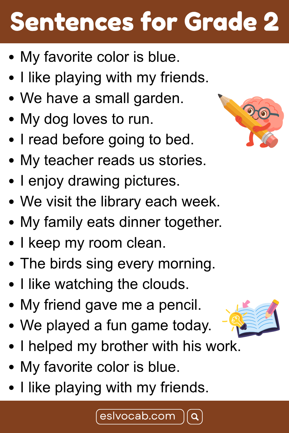 Writing Practice Sentences for 2nd Grade
